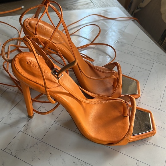 Schutz Vikki Strappy Stiletto (Bright Orange) - Picture 3 of 10
